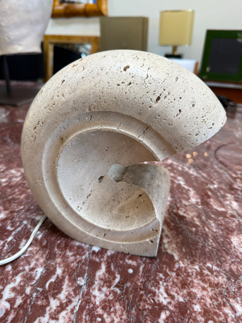 1970s Italian Travertine Sculptural Table Lamp