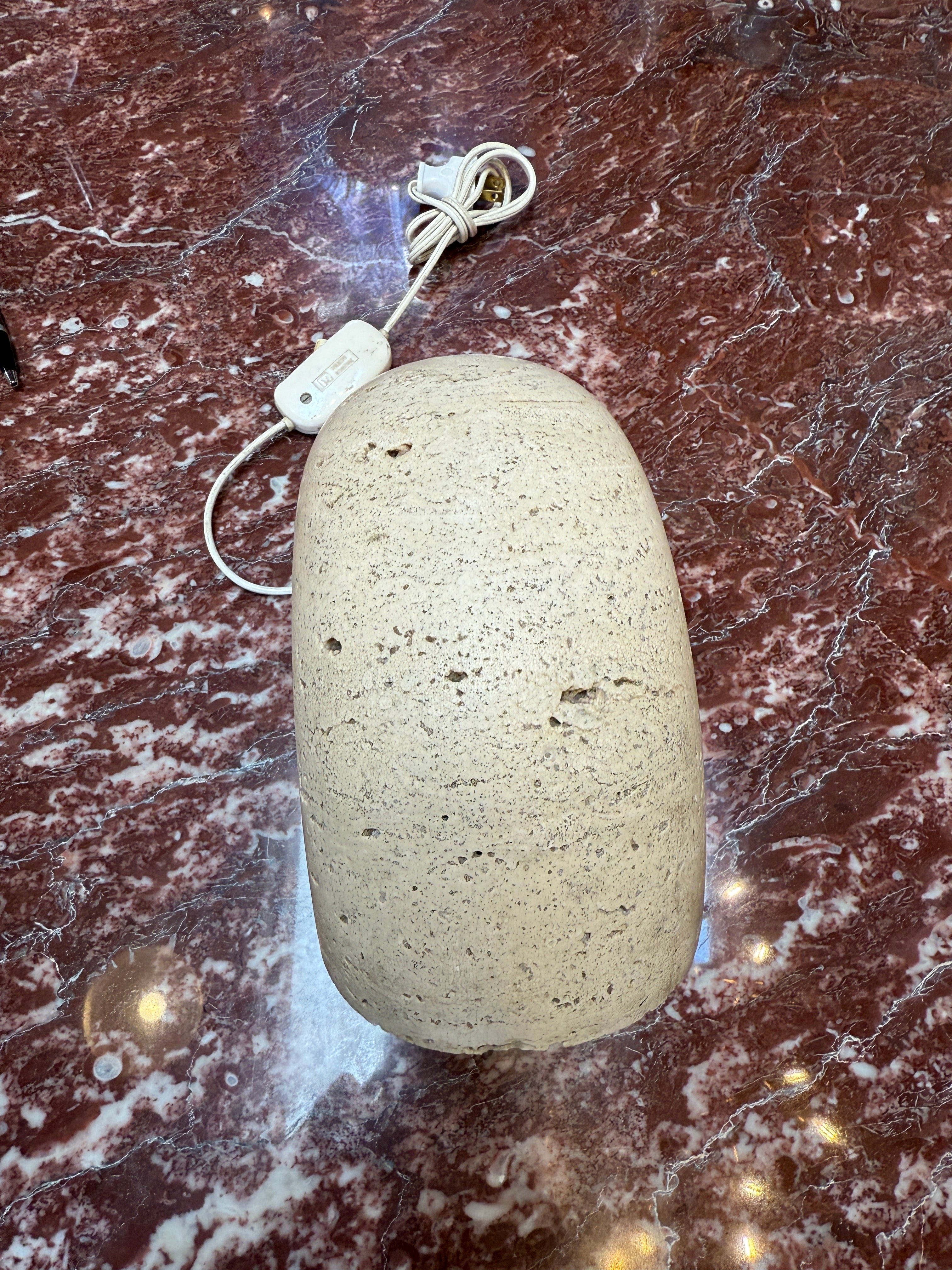 1970s Italian Travertine Sculptural Table Lamp