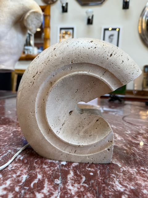 1970s Italian Travertine Sculptural Table Lamp