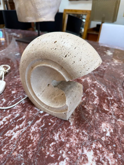 1970s Italian Travertine Sculptural Table Lamp