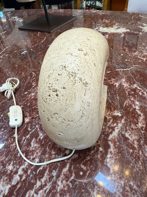 1970s Italian Travertine Sculptural Table Lamp