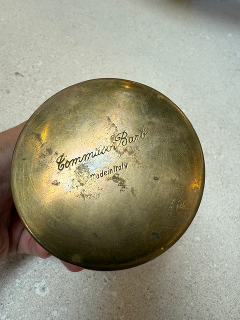 Tommaso Barbi Brass and Ceramic Table Lighter, Italy, 1970s