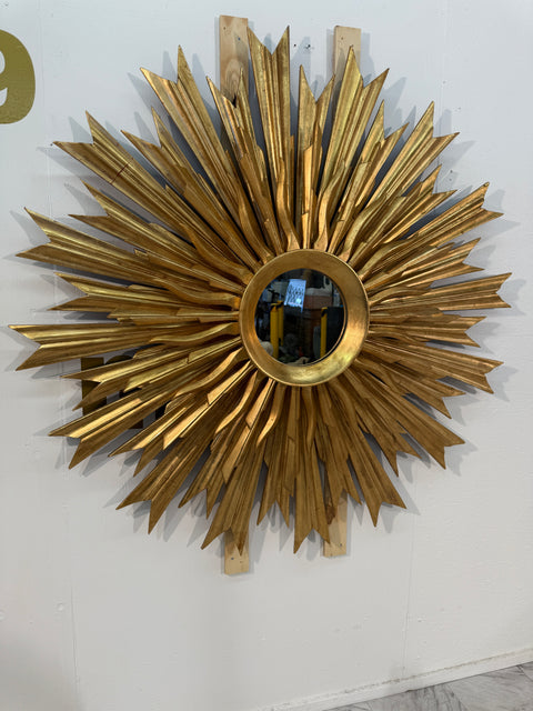 1970s Vintage Italian Sunburst Gilded Wall Mirror