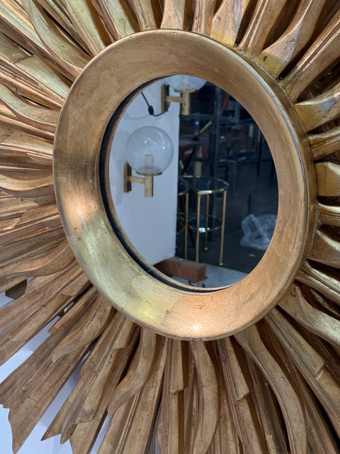 1970s Vintage Italian Sunburst Gilded Wall Mirror