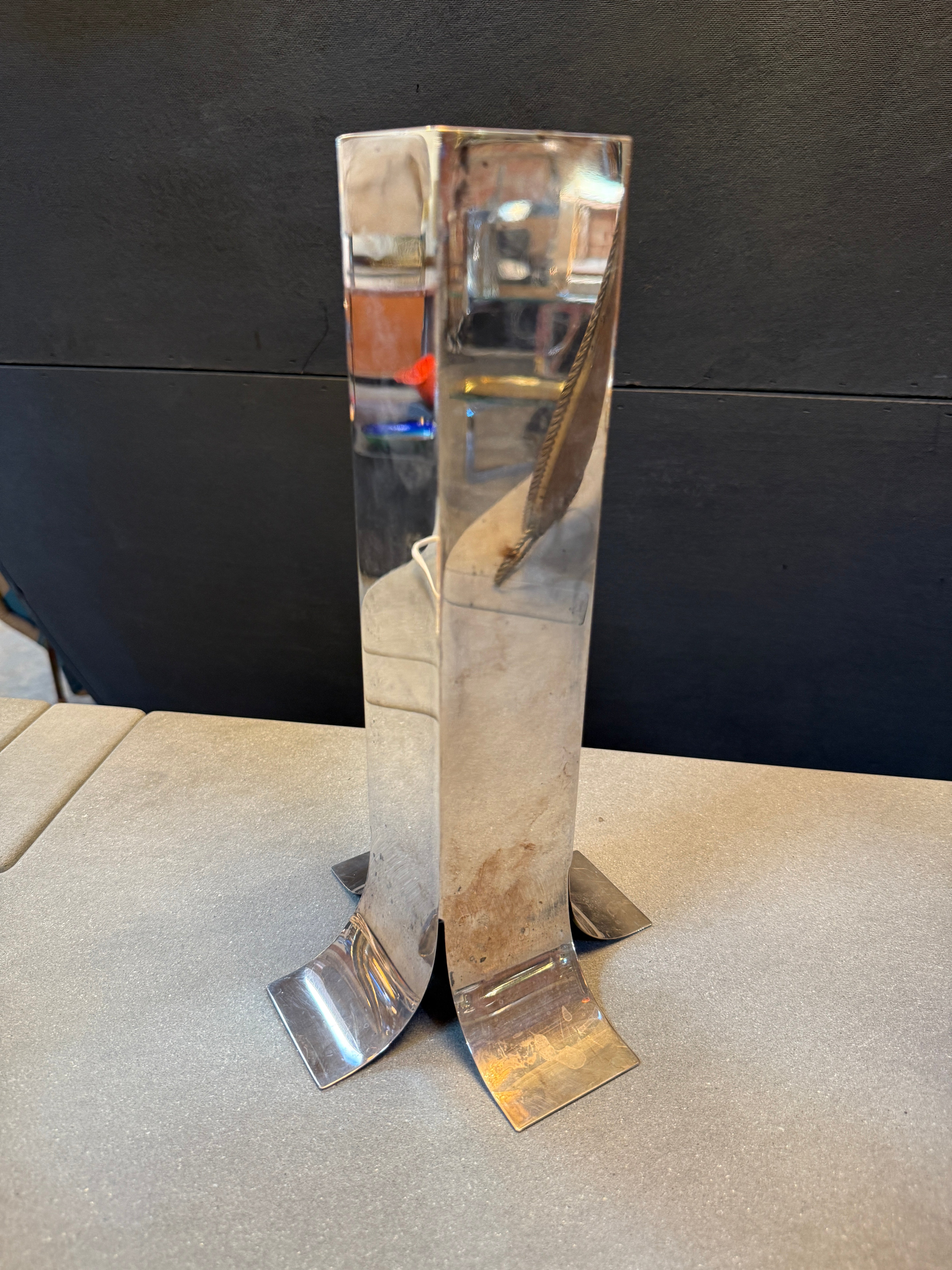 Polished Nickel Vase, Italy, 1970s