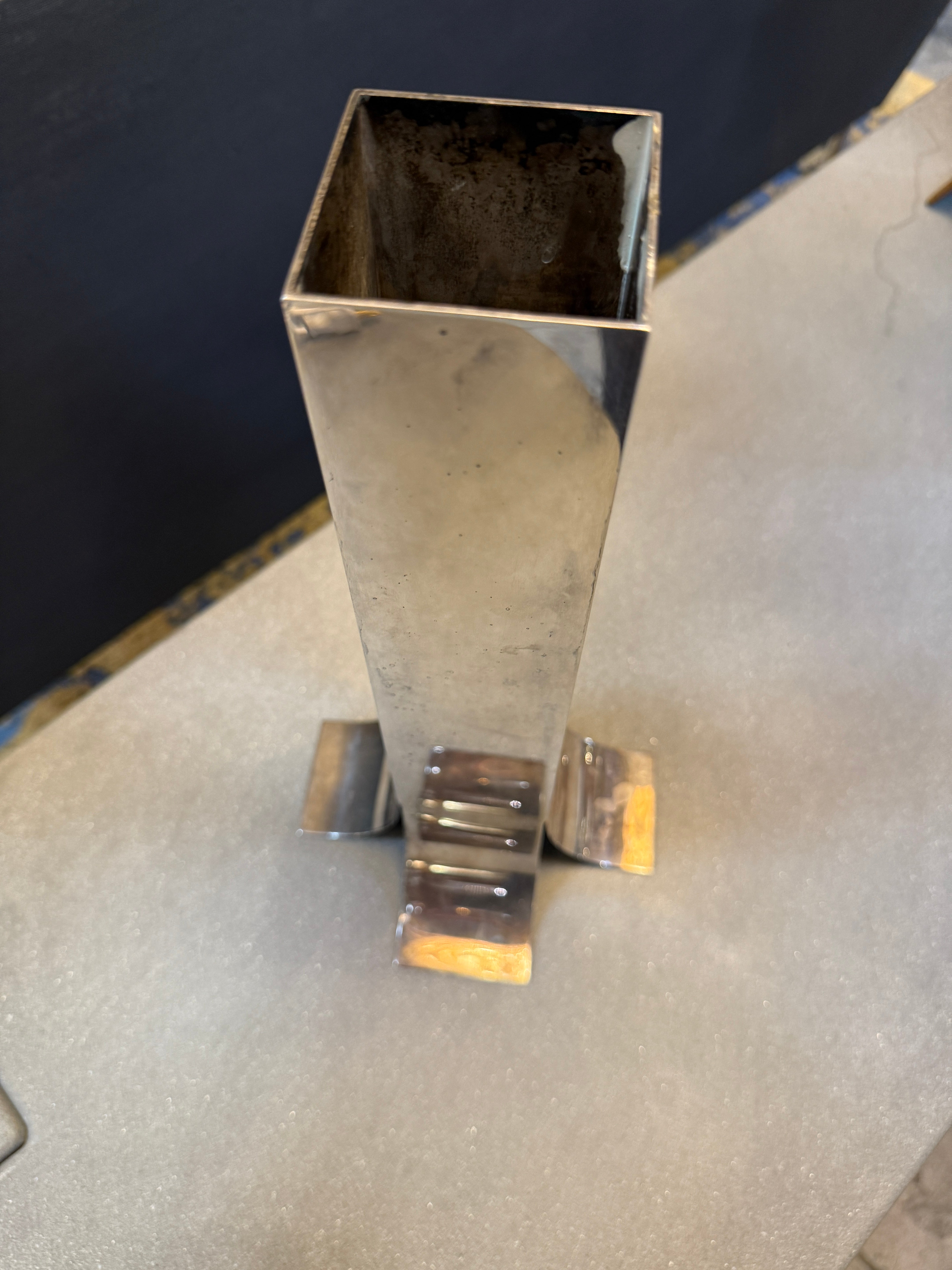 Polished Nickel Vase, Italy, 1970s