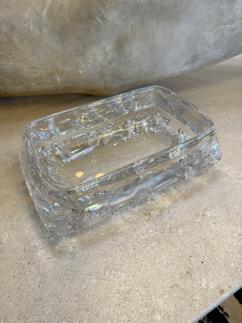 Textured Crystal Glass Centerpiece Bowl, Italy, 1970s