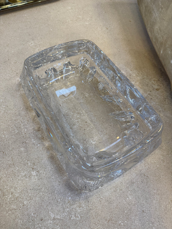 Textured Crystal Glass Centerpiece Bowl, Italy, 1970s