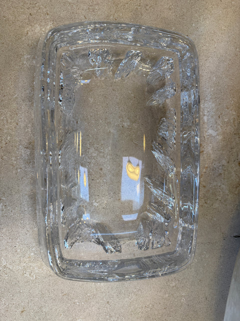 Textured Crystal Glass Centerpiece Bowl, Italy, 1970s