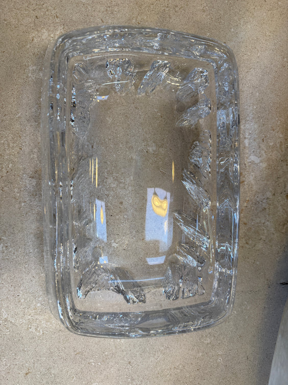 Textured Crystal Glass Centerpiece Bowl, Italy, 1970s