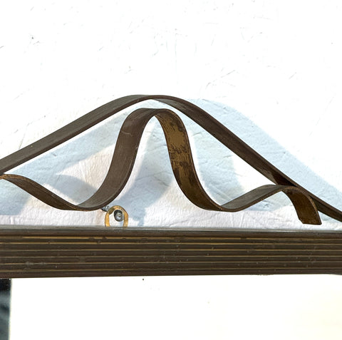 Vintage Italian Wall Mirror with Ornamental Metal Accent, 1970's