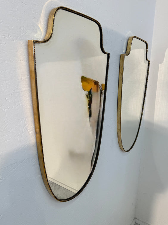 Vintage Hollywood Regency Brass Beaded Wall Mirror