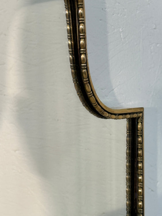 Vintage Hollywood Regency Brass Beaded Wall Mirror