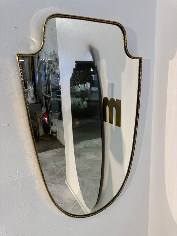 Vintage Hollywood Regency Brass Beaded Wall Mirror
