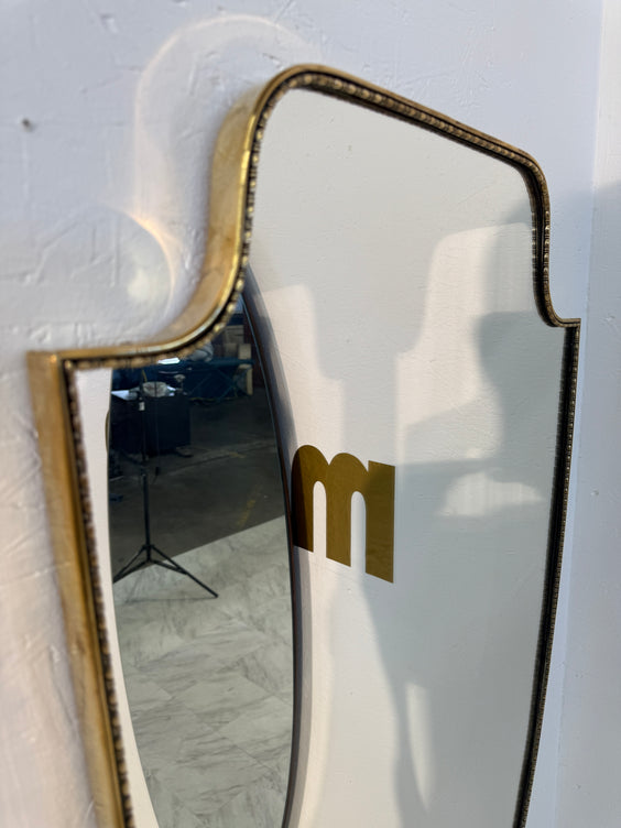 Vintage Hollywood Regency Brass Beaded Wall Mirror