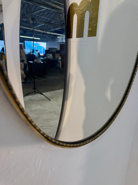 Vintage Hollywood Regency Brass Beaded Wall Mirror