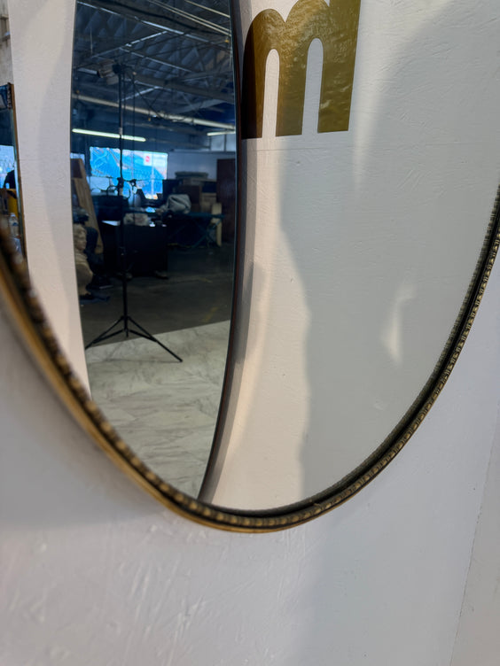 Vintage Hollywood Regency Brass Beaded Wall Mirror