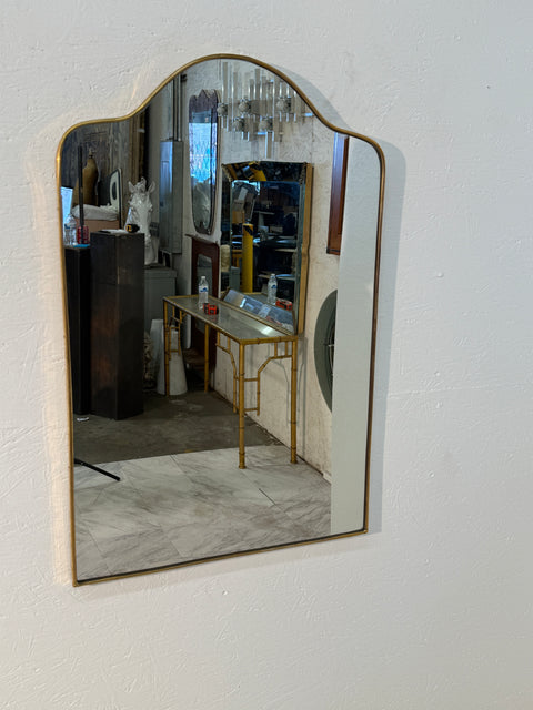 Mid-Century Italian Wall Mirror with Brass Frame, Italy 1960s