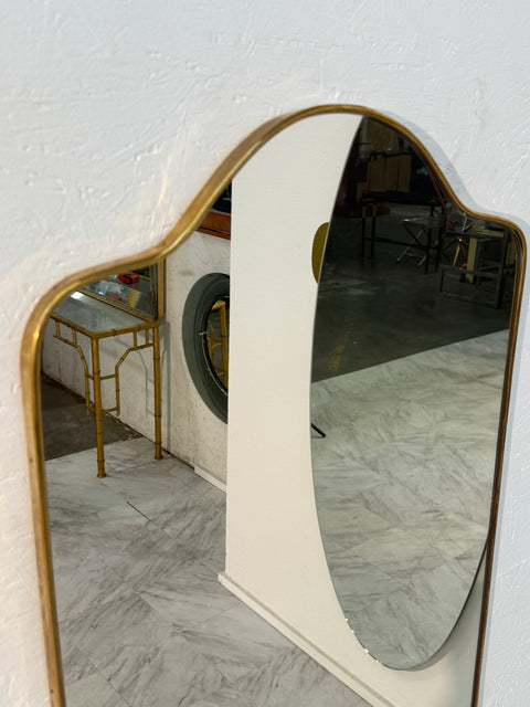 Mid-Century Italian Wall Mirror with Brass Frame, Italy 1960s
