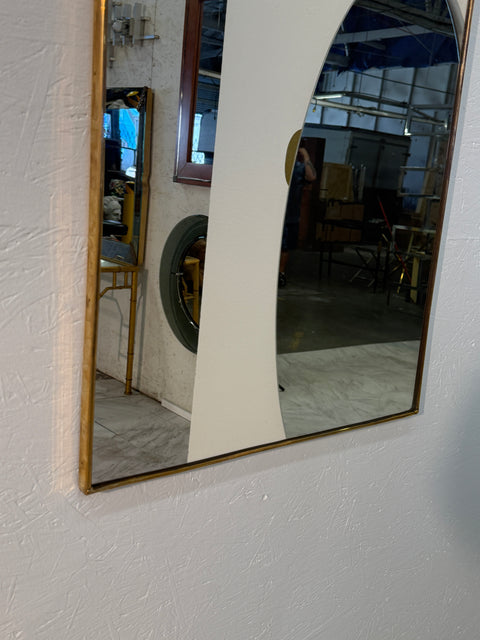 Mid-Century Italian Wall Mirror with Brass Frame, Italy 1960s