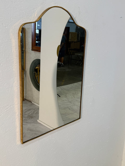 Mid-Century Italian Wall Mirror with Brass Frame, Italy 1960s
