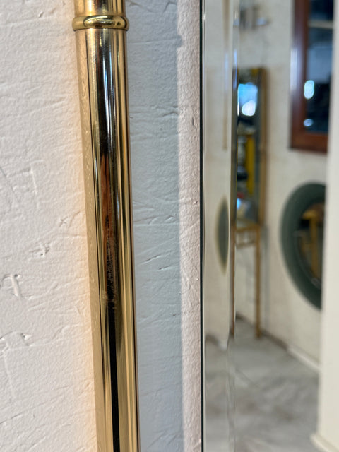 Round Top Vintage Wall Mirror with Brass Frame 1960s