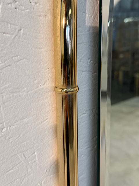 Round Top Vintage Wall Mirror with Brass Frame 1960s