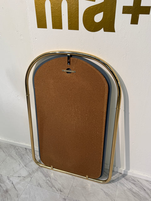 Round Top Vintage Wall Mirror with Brass Frame 1960s