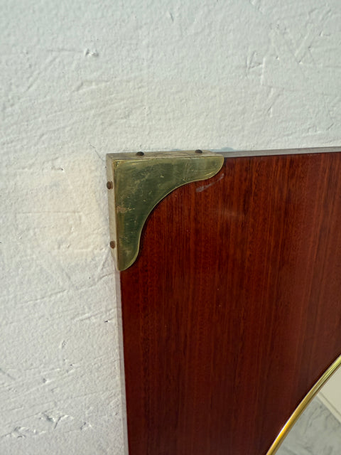 Mid-Century Modern Square Wall Mirror with Brass Accents