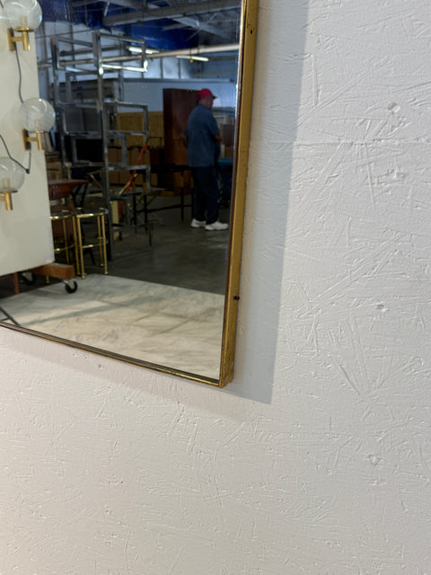 Vintage Mid-Century Italian Brass-Framed Mirror with Crown Detail 1960s