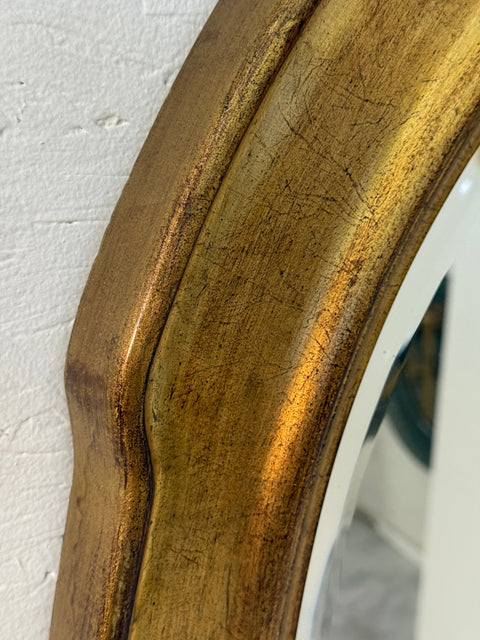 Vintage Italian Oval Mirror with Gilded Frame 1960s