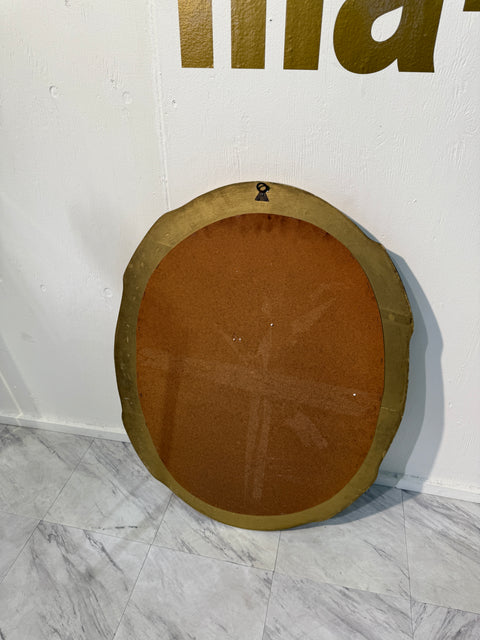 Vintage Italian Oval Mirror with Gilded Frame 1960s