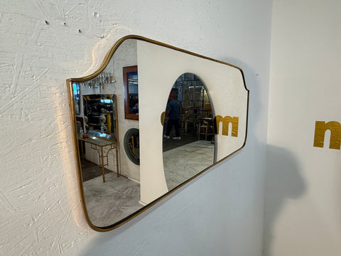 Mid-Century Modern Brass Framed Wall Mirror 1960s