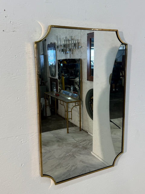 Italian Brass Framed Wall Mirror 1970s