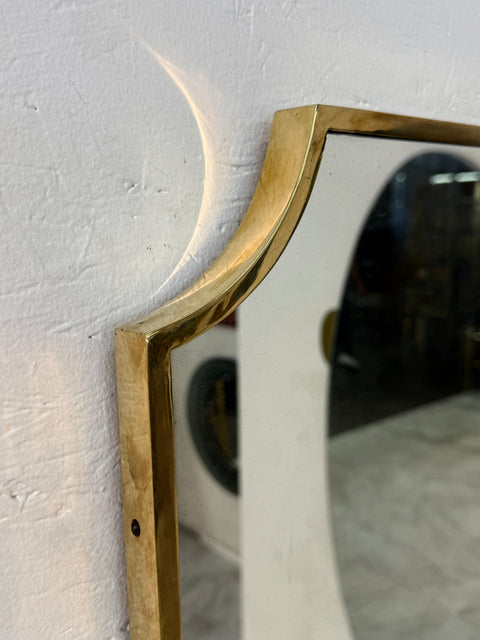 Italian Brass Framed Wall Mirror 1970s