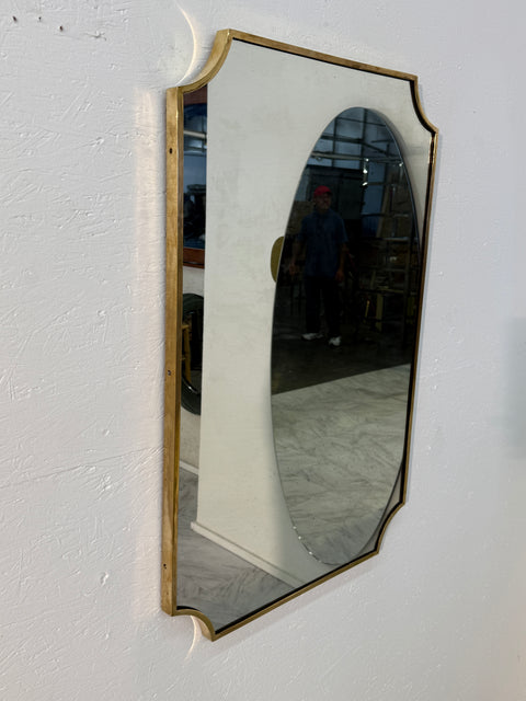 Italian Brass Framed Wall Mirror 1970s