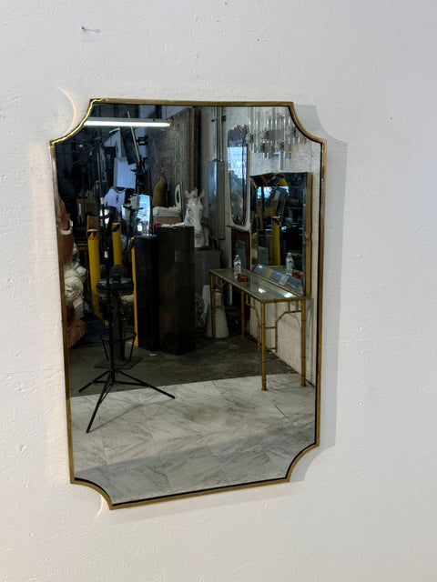 Italian Brass Framed Wall Mirror 1970s