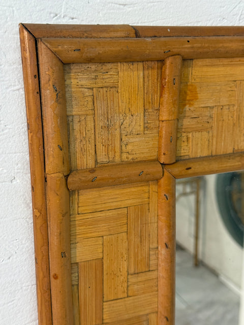 Vintage Rattan and Bamboo Wall Mirror