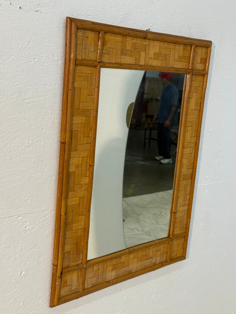 Vintage Rattan and Bamboo Wall Mirror