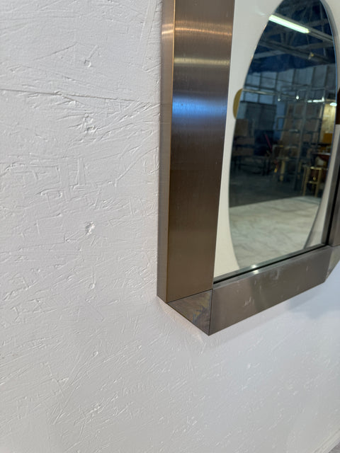 Large Wall Mirror with Wide Brushed Metal Frame