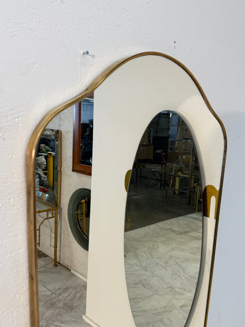 Mid-Century Brass Framed Wall Mirror with Curved Silhouette 1960s
