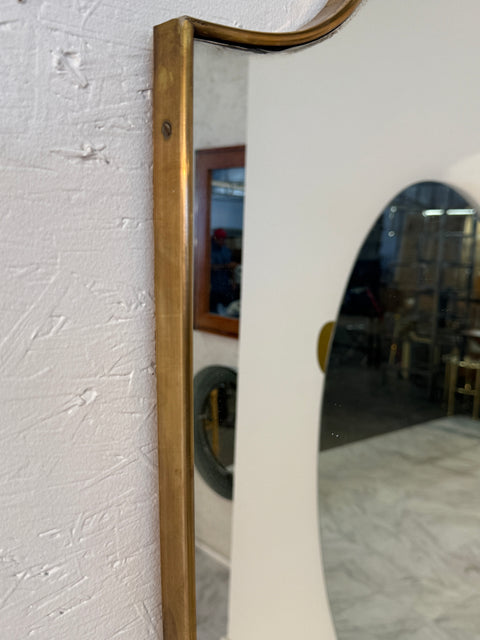 Mid-Century Brass Framed Wall Mirror with Curved Silhouette 1960s