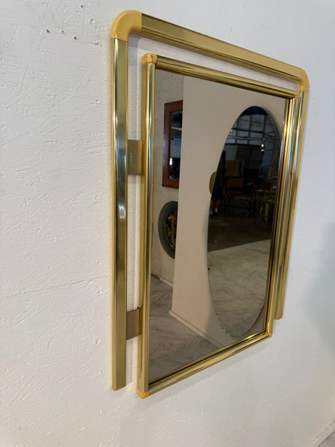Vintage Italian Brass and Lucite Wall Mirror 1970s