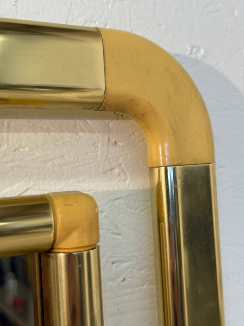 Vintage Italian Brass and Lucite Wall Mirror 1970s