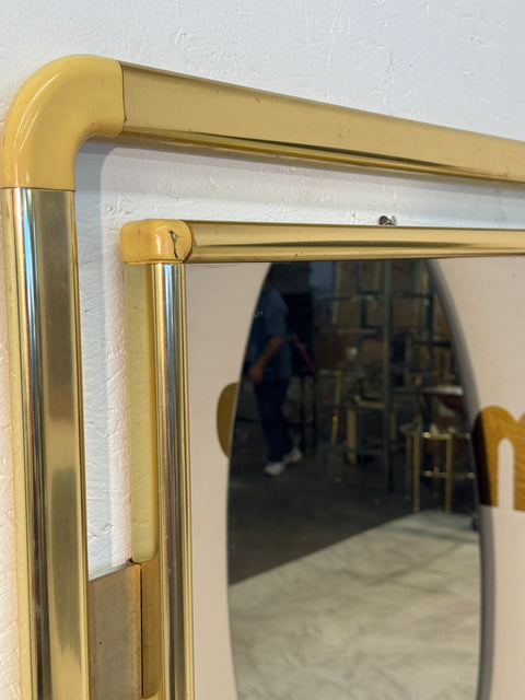 Vintage Italian Brass and Lucite Wall Mirror 1970s
