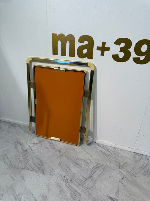 Vintage Italian Brass and Lucite Wall Mirror 1970s