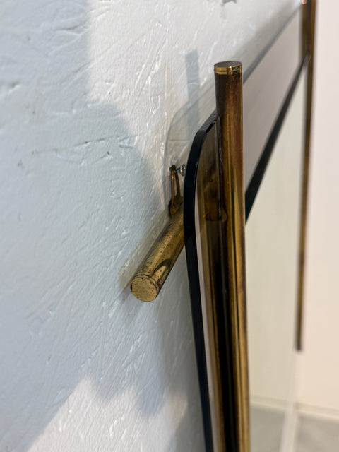 Mid-Century Modern Brass & Smoked Glass Wall Mirror 1970s