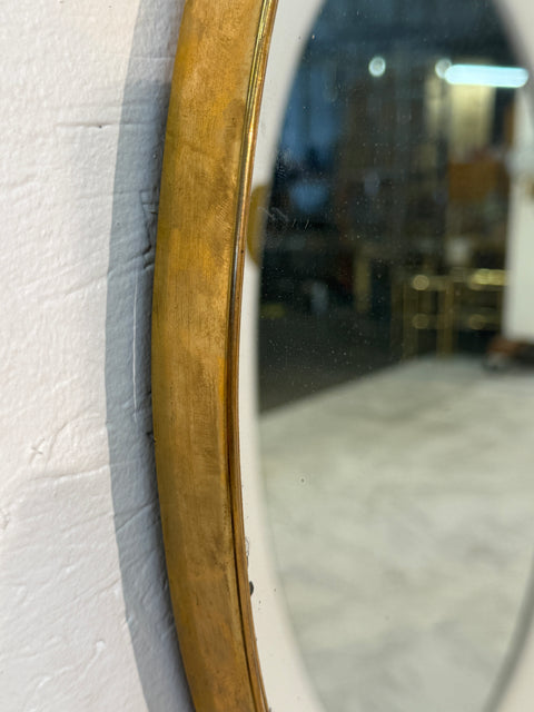 Round Brass-Framed Wall Mirror with Decorative Mounts, Italy 1960s