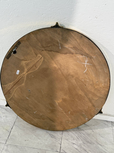 Round Brass-Framed Wall Mirror with Decorative Mounts, Italy 1960s