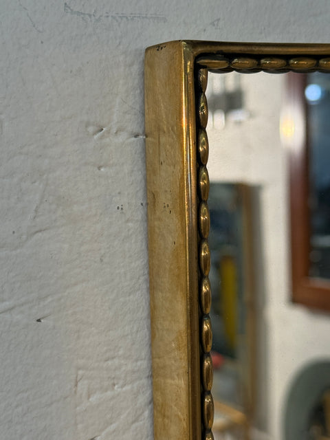 Large Wall Mirror with Beaded Gilt Frame, Italy 1950s